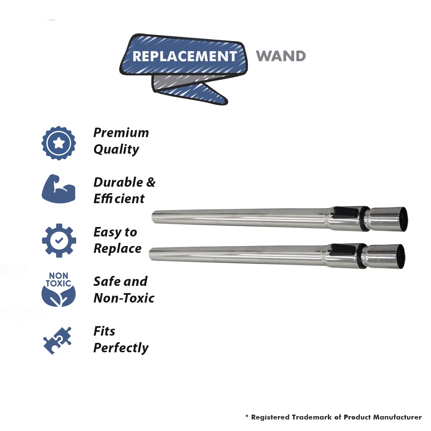 Topvacuumparts 2 Replacement for Miele 35mm Metal Chrome NON ELECTRIC Telescoping Wand. Fits Canisters with 35mm wand attachments # part 54-1901-01